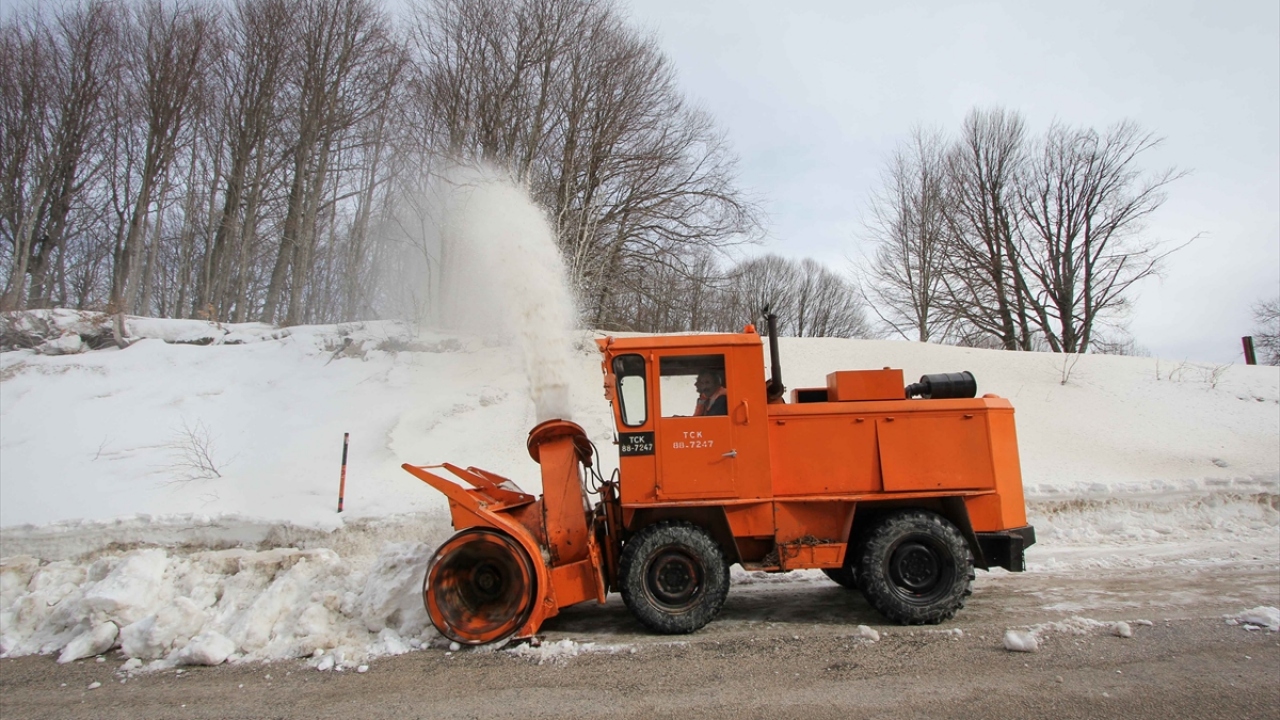 Ekipler, geçen haftalarda etkili olan yağış nedeniyle yol kıyısında biriken ve daralmalara yol açan karları temizlemek için de yoğun bir çalışma yapıyor.
