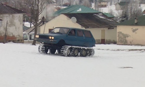 Karadeniz usulü kar aracı yaptı