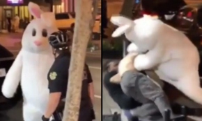 'Paskalya tavşanı' kadına şiddete seyirci kalmadı