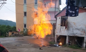 Ordu'da doğalgaz boru hattında yangın