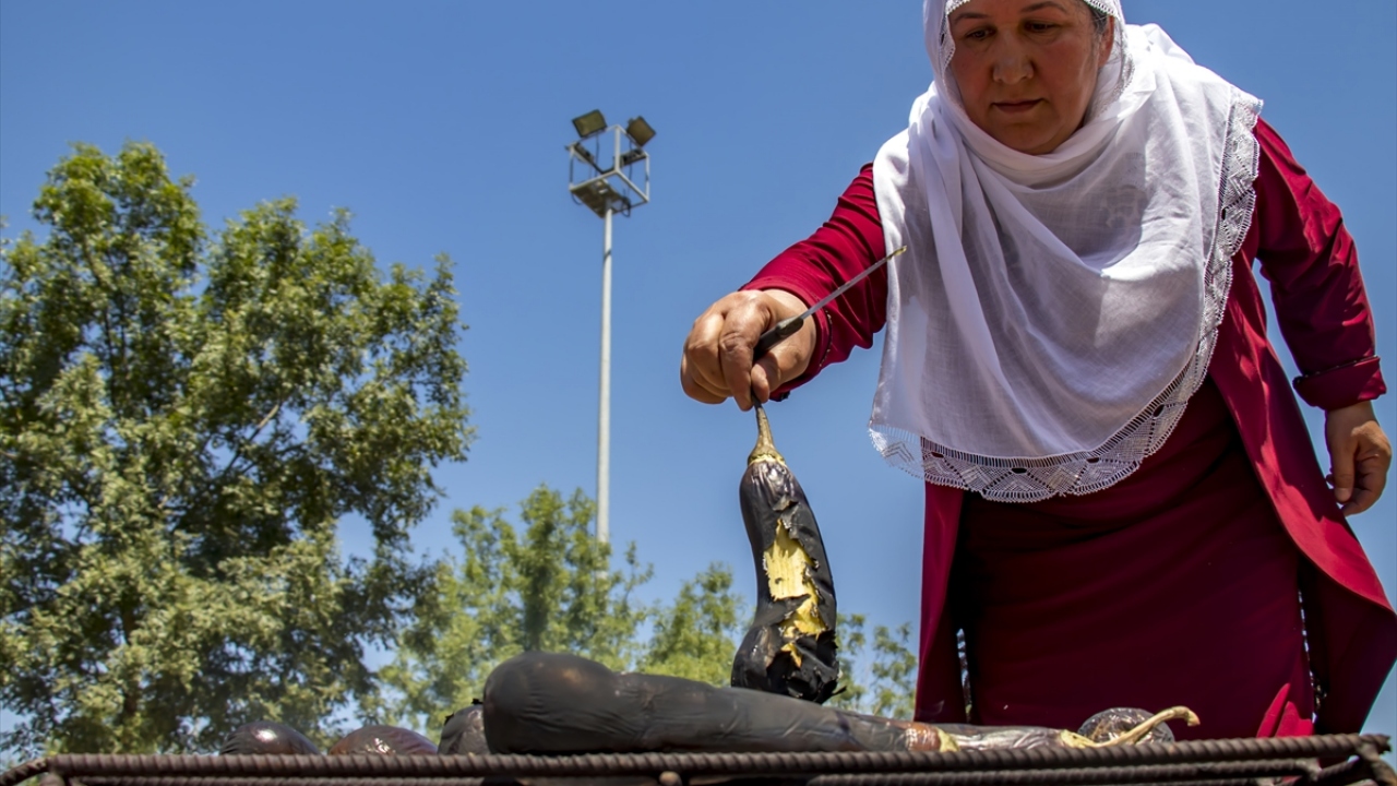 Zeynep Aslan da, sıcağa rağmen severek tükettikleri babaganuç için ateşin başında zevkle patlıcan közlediklerini dile getirdi.