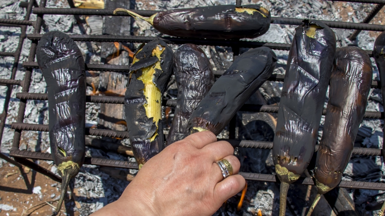 "Babaganuç hem yaz günlerinde hem de kış sofralarında olmazsa olmaz denilecek bir yemek." diyen Çetin, hemen hemen her evin en az 20 kilogram patlıcan közleyerek, kışa hazırlık yaptığını aktardı.