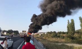 İzmir-Bursa yolunda otobüs yangını