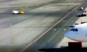 Uçak pistinde trafik kazası