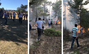 Eğlenceyi bırakıp yangına koştular