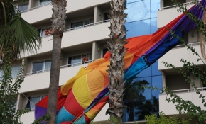 Halatı kopan deniz paraşütüyle palmiyeye çarptılar