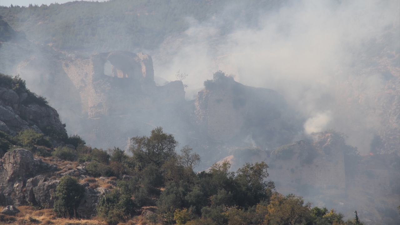 Rüzgarın da etkisiyle yangın Bakras Kalesi`ne sıçradı.
