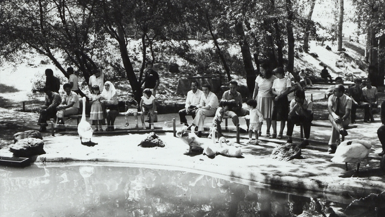 Fotoğraflar arasında, 1940`larda Kuğulu Park`tan bir kare de var.