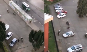 Şili'de 5 motosikletli polis 1 göstericiyi kovaladı