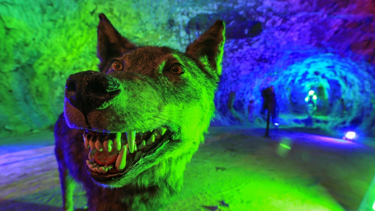 Mağara içerisinde, tahnit yapılmış bazı hayvanlar da yer alıyor.