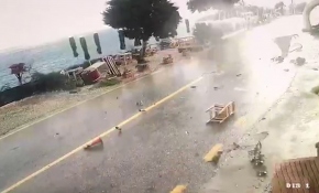 Bodrum'da oluşan hortum kamerada