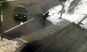 Trenin geçişini beklememek için güvenlik bariyerini kırdı