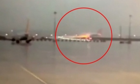 Uçak pistten böyle çıktı