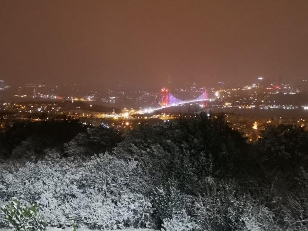 Çamlıca Tepesi`nden kar manzaraları