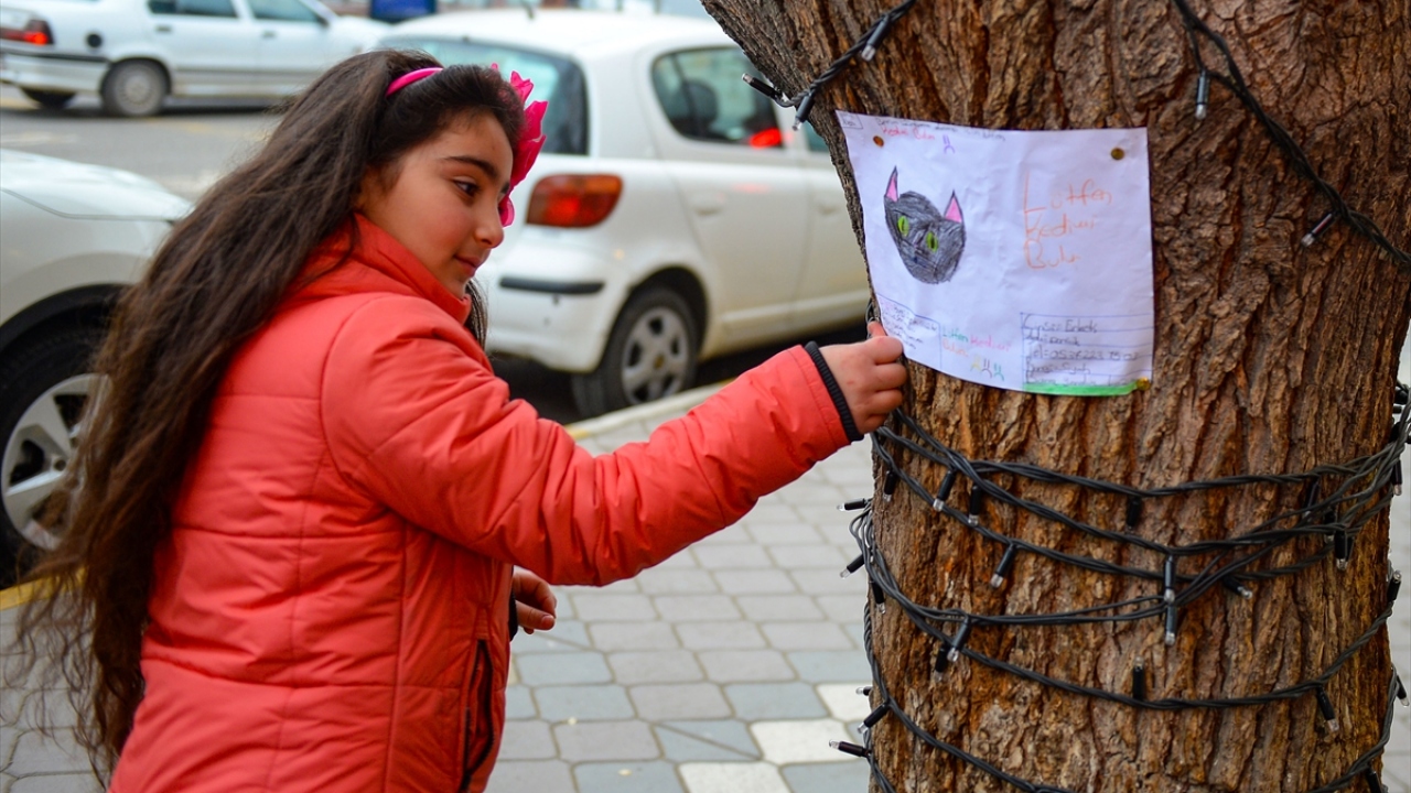 Küçük Asya, elinde kedisine ait bir fotoğraf da olmadığından, çareyi kedisinin resmini çizerek aramakta buldu.
