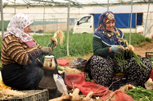 Kadın çiftçiler hem evde hem tarlada mesaide