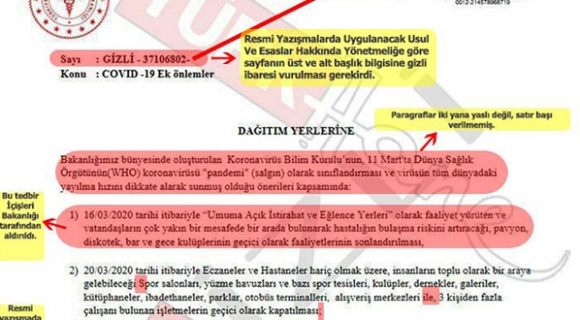 YANLIŞ: Sosyal medyada `gizli` adı altında yayılan belgede yer alan yeni tedbir kararları alındı.