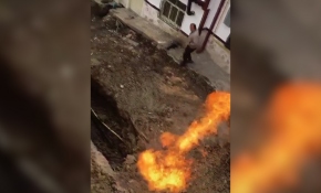 Tokat'ta doğal gaz hattı alev aldı