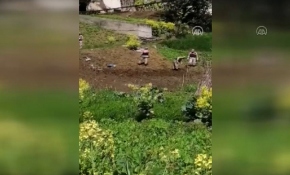 Jandarma ekipleri Trabzon'da tarla ekti