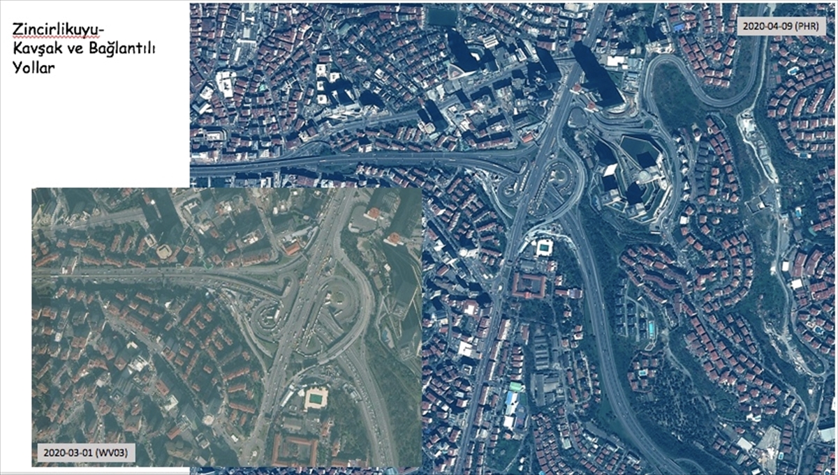 Zincirlikuyu kavşak ve bağlantılı yollarda 1 Mart-9 Nisan`da çekilen görüntüler karşılaştırıldığında, kurallara büyük oranda uyulduğu ve trafiğe daha az aracın çıktığı gözlendi.