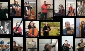 40 müzisyen evlerinden İstiklal Marşı'nı seslendirdi