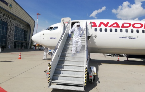 Mardin Havalimanında dezenfeksiyon çalışması yapıldı