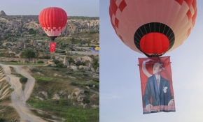 Türkiye'nin ilk yerli sıcak hava balonundan 19 Mayıs'a özel uçuş