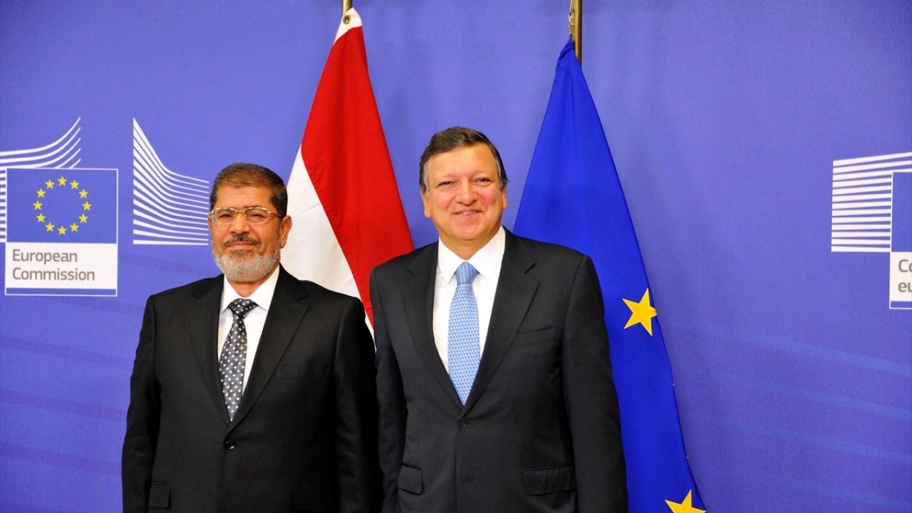 Mısır Cumhurbaşkanı Mursi, 13 Eylül 2012`de AB Komisyonu Başkanı Jose Manuel Barroso ile Brüksel`de görüştü. (Arşiv)