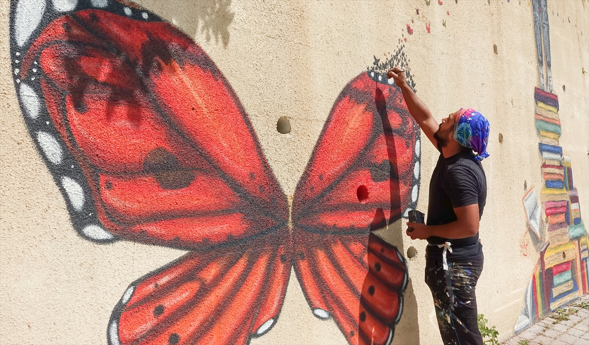 Okul duvarındaki resimleri vatandaşlarca beğenilen Sürgit, çizimlerini ilçenin sokak ve caddelerindeki boş duvarlara taşımaya karar verdi. 