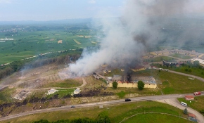 Patlama bölgesi havadan görüntülendi