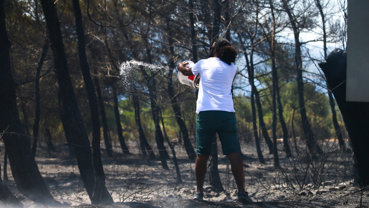 Yangına, Orman Bölge Müdürlüğüne bağlı uçak, 2 helikopter, 4 arazöz, itfaiye ekipleri ile çevredekiler müdahale etti.