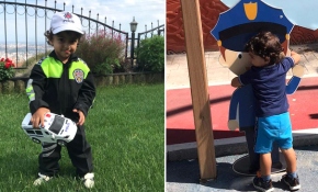 Polis maketine sarılan minik Ertuğrul'a sürpriz