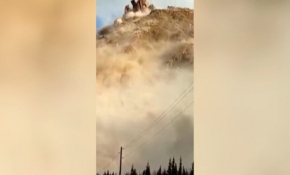 Kırgızistan'da heyelan: Toz bulutu böyle yükseldi