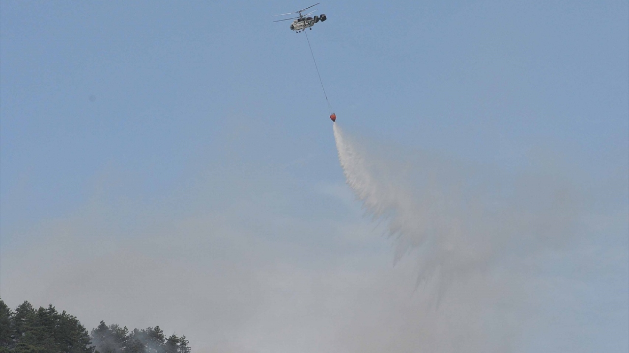 Yangını söndürme çalışmalarına bir uçak ve helikopterle de destek veriliyor.
