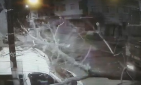 Kamyonun çarptığı ağaç minibüsün üstüne devrildi