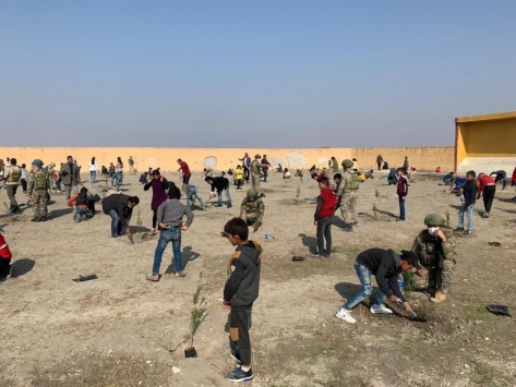 Mehmetçik Tel Abyada 740 fidan dikti
