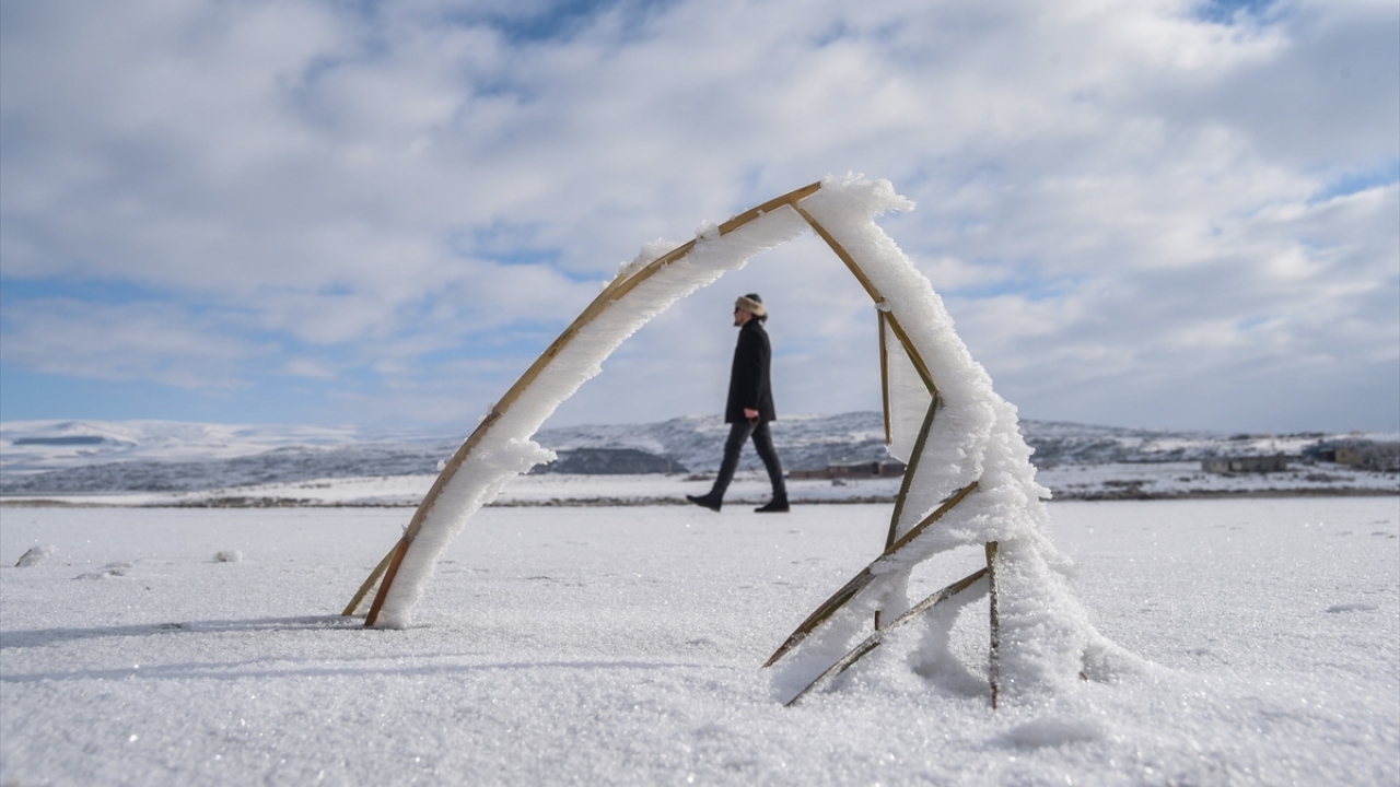 Soğuk hava nedeniyle kırağıyla kaplanan bitkiler ve karla kaplanan araziler de güzel manzaralar oluşturdu.