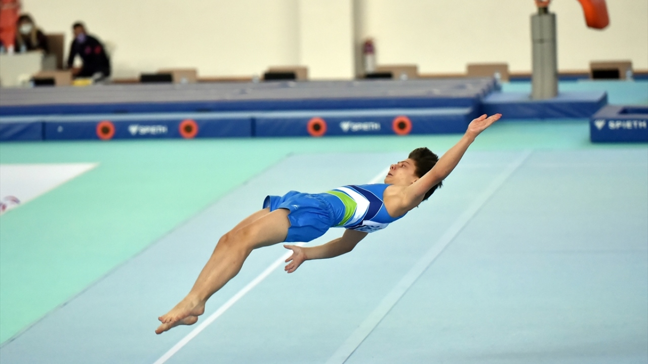 Slovak sporcu Anze Hribar, yer aletinde performans sergiledi.