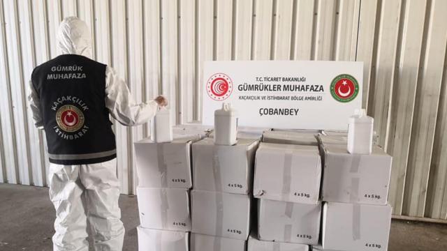 İhracatı yasak 1990 litre sülfürik asit ele geçirildi