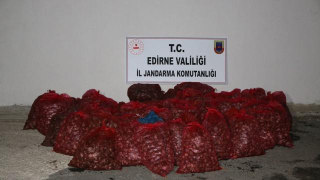 Edirnede kaçak toplanan 1 ton kum midyesi ele geçirildi