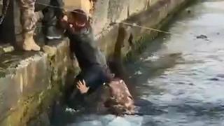 Denize düşen turist, özel harekat polisinin yardımıyla kurtuldu