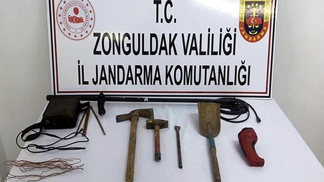 Zonguldakta kaçak kazı yapan kişi yakalandı