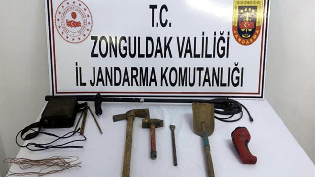 Zonguldakta kaçak kazı yapan şüpheli yakalandı