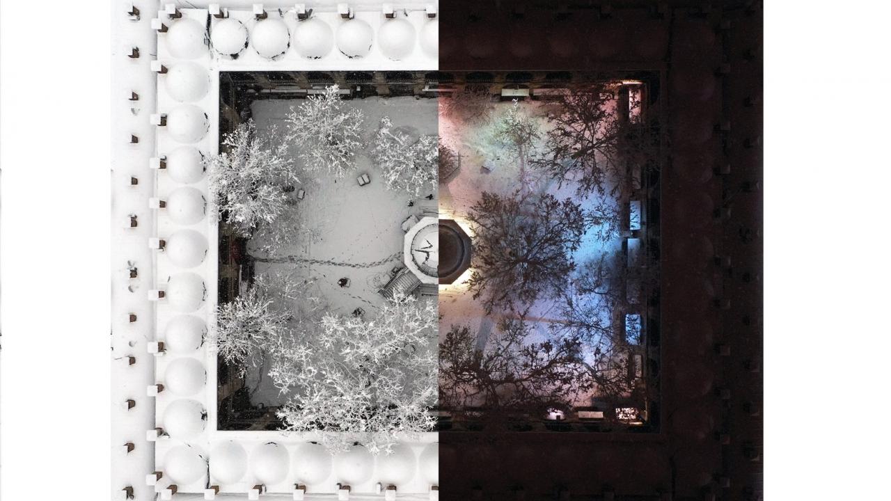 Fotoğrafta gece ve gündüz aynı açılardan Kozahan görülüyor.