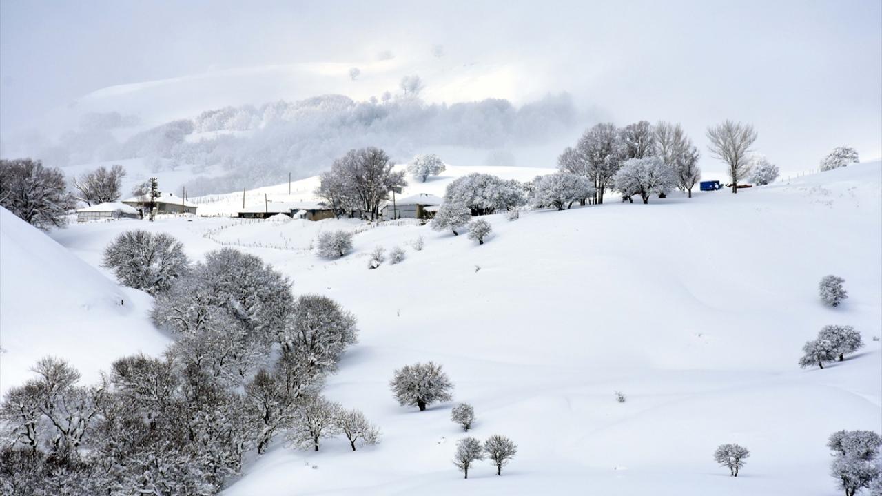 Yoğun kar yağışının etkili olduğu kentte vatandaşlar karla kaplanan araçlarının üzerindeki karı temizledi.