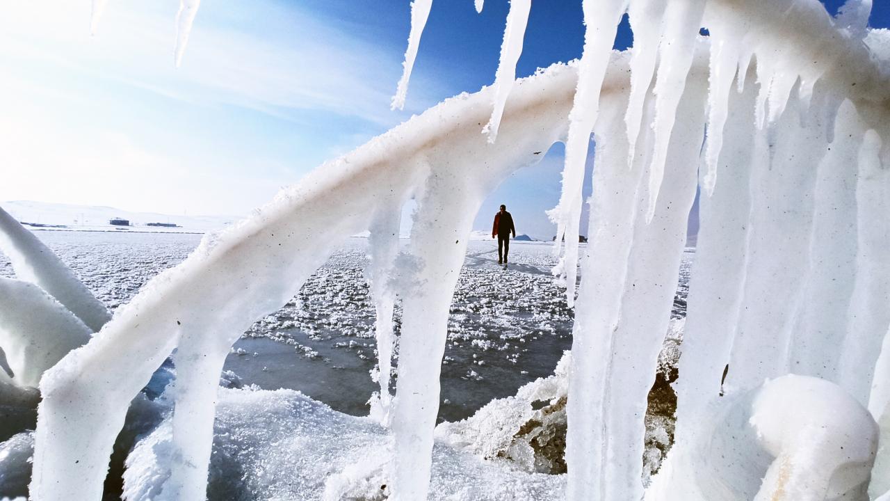 Ahlat ilçesine bağlı Ovakışla beldesi ile Nazik, Gölgören, Dilburnu ve Kırıkkaya köyü sınırları içerisinde bulunan, 40 kilometrekarelik alana sahip olan ve her yıl 3 ay süreyle donan gölün etrafındaki ağaçlar ve çalılıklar da buz tuttu.