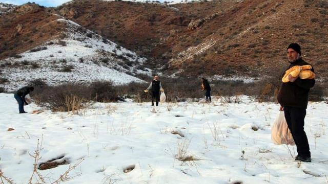 Esnaf doğaya yaban hayvanları için yem bıraktı