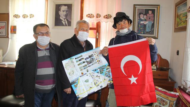 Bisikletiyle dünya turuna çıkan Japon genç Beypazarına geldi