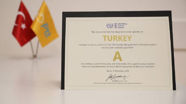 PTT, Dünya Posta Birliğinden "A seviye" kalite belgesi aldı