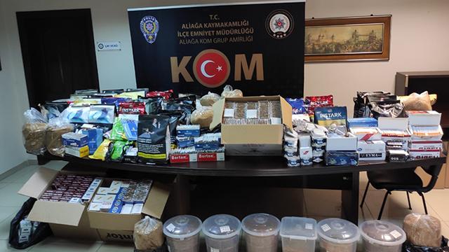Aliağada 22 bin 400 makaron ele geçirildi